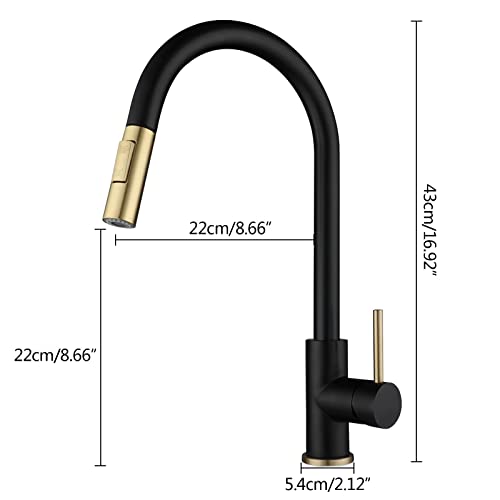 A|M Aquae Touch Kitchen Faucet Pull Down Sprayer, Swivel  Deck Mount