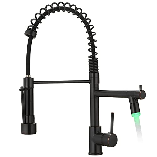 A|M Aquae Black Faucet Kitchen, Commercial Modern Single Handle Kitchen Faucet with Pull Down Sprayer