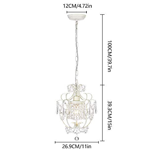 AvaMalis A|M Lighting Antique House Black Chandelier Small Crystal Chandelier Lighting Modern Mini Hanging Light Fixtures with 1 Light