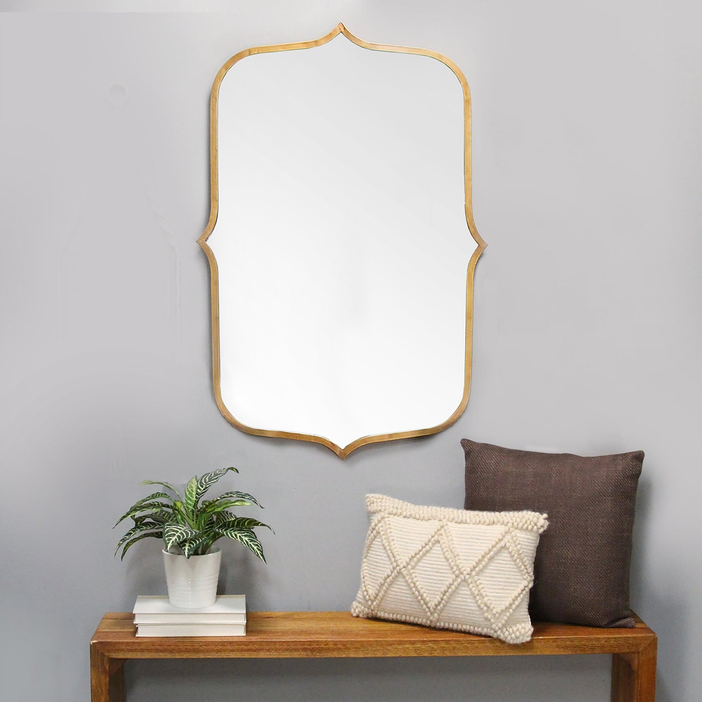 Antiqued Gold Scallop Framed Mirror