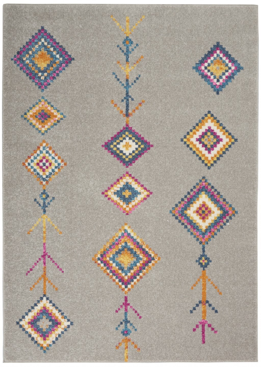 5' X 7' Gray And Multicolor Geometric Area Rug