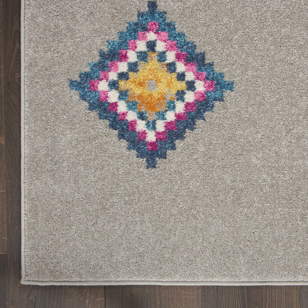 5' X 7' Gray And Multicolor Geometric Area Rug