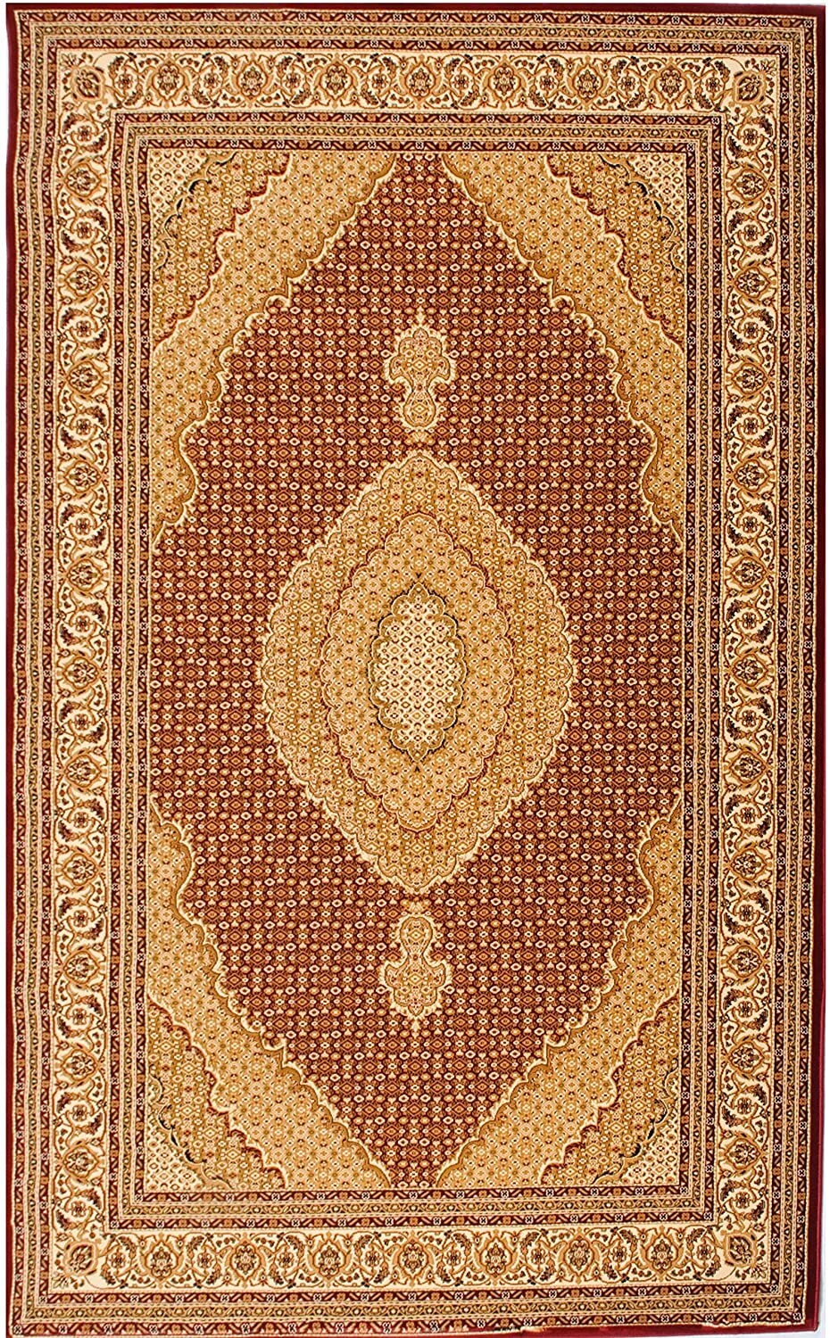 4' x 6' Red and Beige Medallion Area Rug