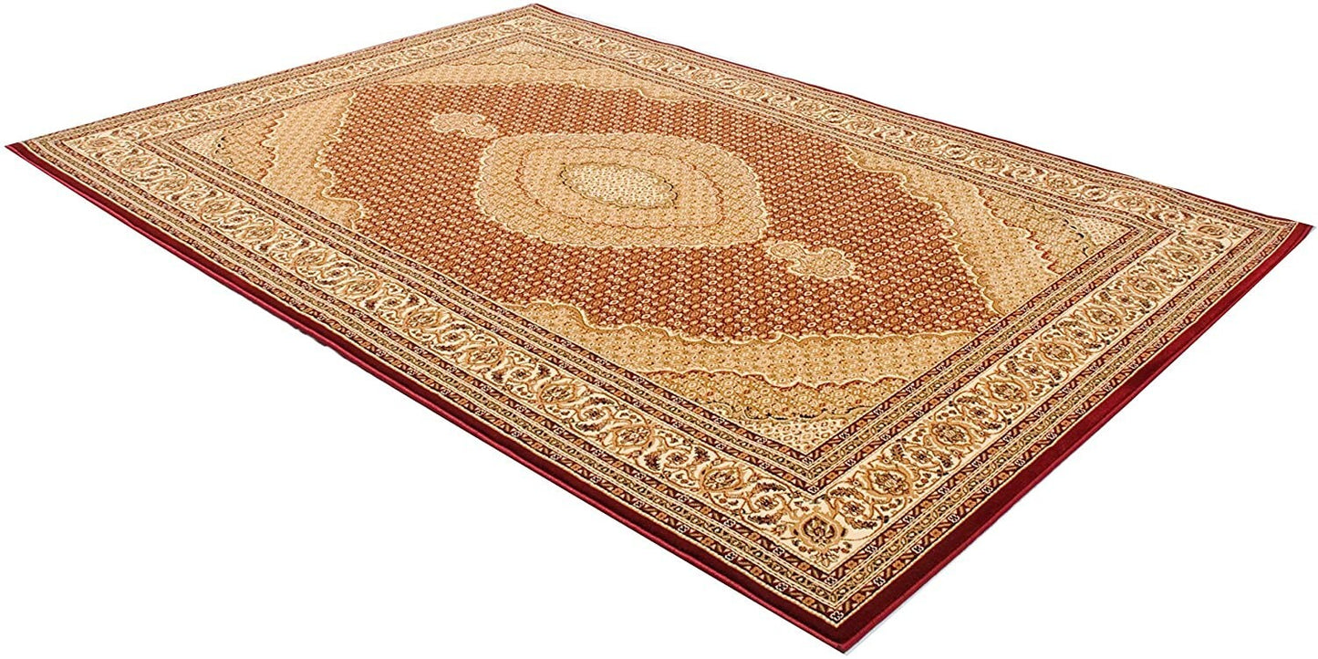 4' x 6' Red and Beige Medallion Area Rug