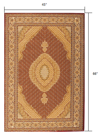 4' x 6' Red and Beige Medallion Area Rug