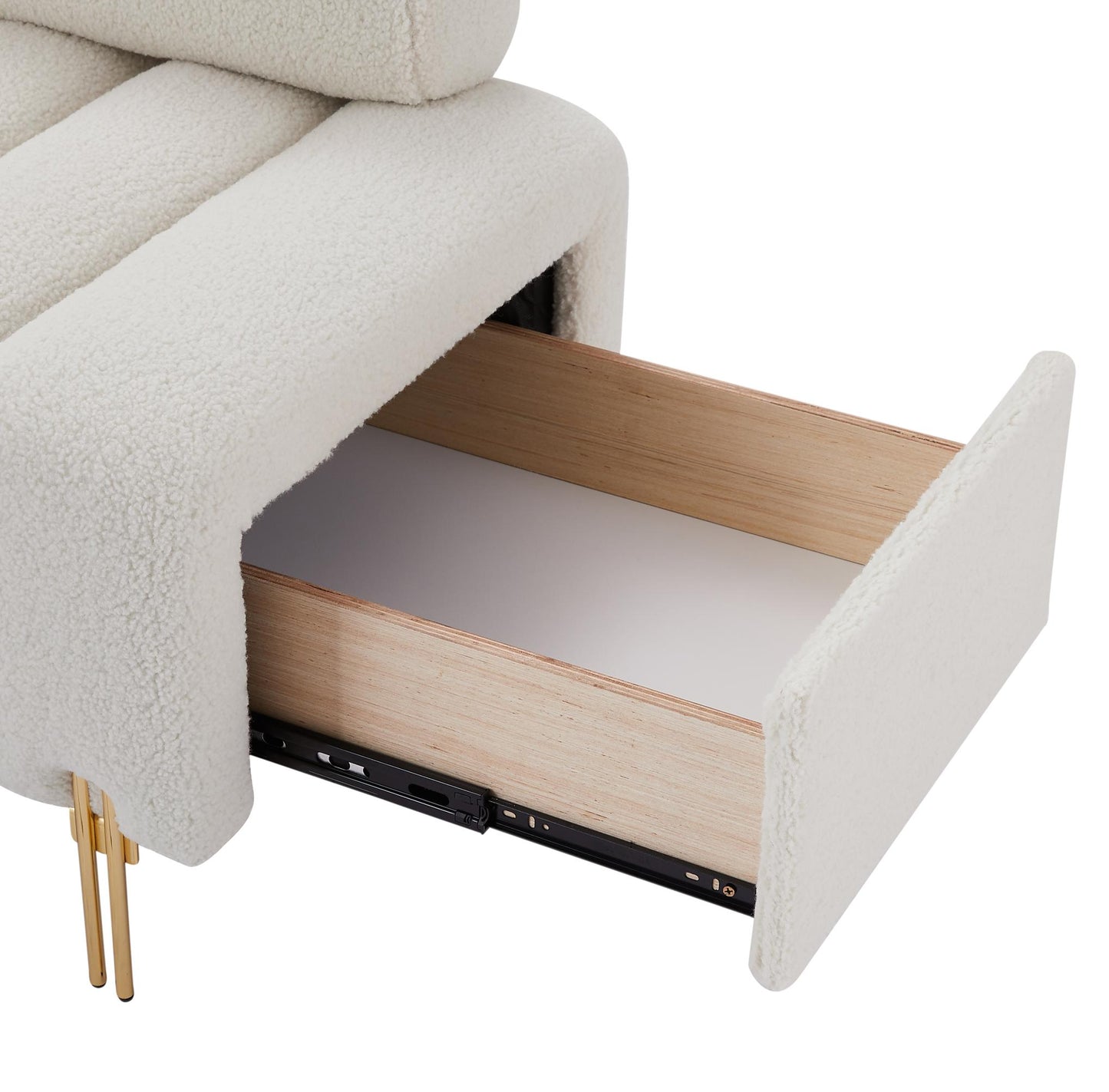 Modern End of Bed Bench Upholstered Teddy Entryway Ottoman Bench Fuzzy Sofa Stool Footrest Window Bench with Gold Metal Legs for Bedroom Apartments