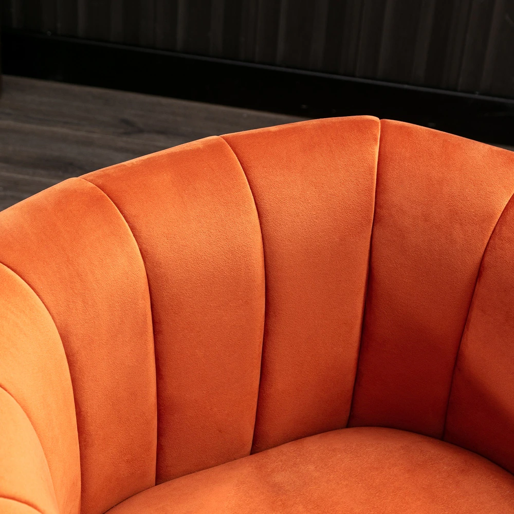 AvaMalis Modern Barrel  swivel Accent Chair with Plump Pillow, Modern Channel Velvet Accent Chair