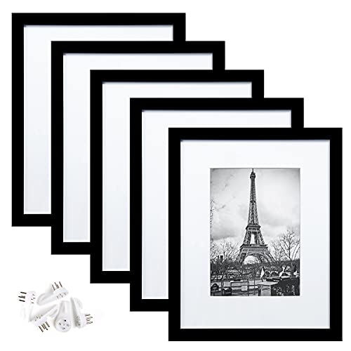 upsimples 16x20 Picture Frame Set of 5, Display Pictures 11x14 with Mat or  16x20 Without Mat,Wall Gallery Poster Frames,Black/Gold/White/Navy Blue