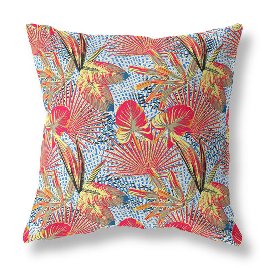 16" Crimson Yellow Tropical Indoor Outdoor Throw Pillow