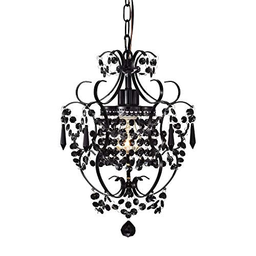 AvaMalis A|M Lighting Antique House Black Chandelier Small Crystal Chandelier Lighting Modern Mini Hanging Light Fixtures with 1 Light