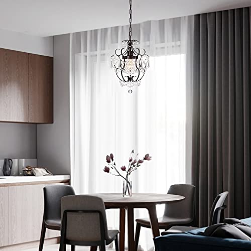 Antique House Black Chandelier Small Crystal Chandelier Lighting Modern Mini Hanging Light Fixtures with 1 Light