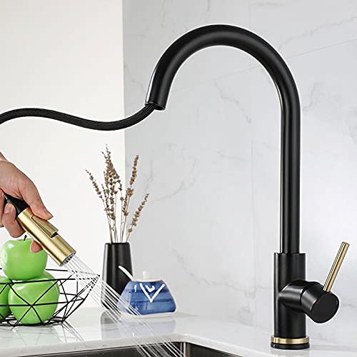 A|M Aquae Touch Kitchen Faucet Pull Down Sprayer, Swivel  Deck Mount