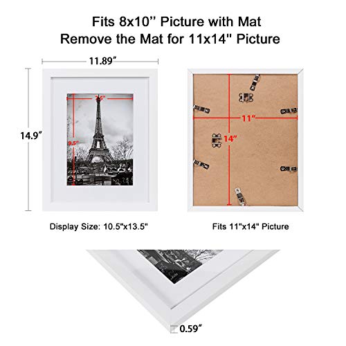 upsimples 16x20 Picture Frame Set of 5,Display Pictures 11x14 with Mat or 16x20 Without Mat,Wall Gallery Poster Frames,Black