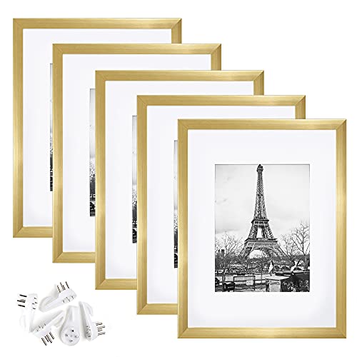 upsimples 16x20 Picture Frame Set of 5,Display Pictures 11x14 with Mat or 16x20 Without Mat,Wall Gallery Poster Frames,Black