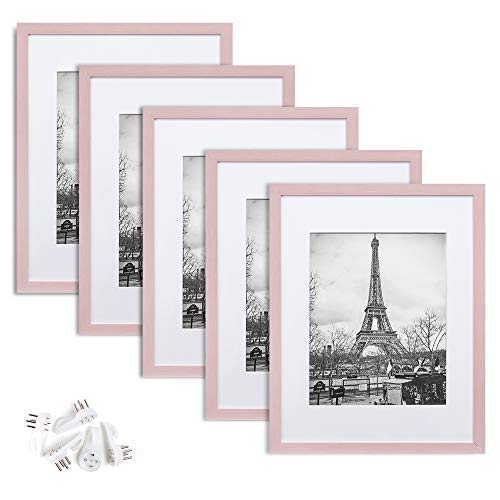 upsimples 16x20 Picture Frame Set of 5,Display Pictures 11x14 with Mat or 16x20 Without Mat,Wall Gallery Poster Frames,Black