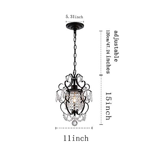 AvaMalis A|M Lighting Mini Chandelier Chrome Crystal Chandeliers Lighting 1-Light Modern Elegant Crystal Iron Ceiling Light Fixture