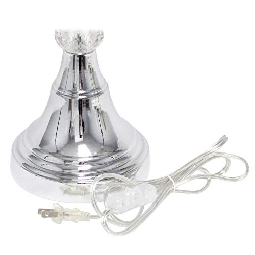 Elegant Designs LT1034-WHT Trendy Sheer Table Lamp with Hanging Crystals and Sheer Shade, White
