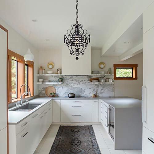 Antique House Black Chandelier Small Crystal Chandelier Lighting Modern Mini Hanging Light Fixtures with 1 Light