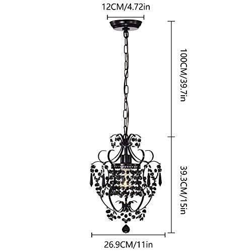 Antique House Black Chandelier Small Crystal Chandelier Lighting Modern Mini Hanging Light Fixtures with 1 Light