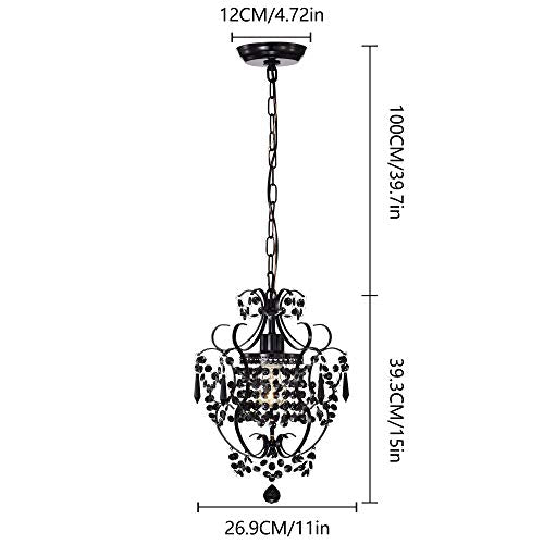 AvaMalis A|M Lighting Antique House Black Chandelier Small Crystal Chandelier Lighting Modern Mini Hanging Light Fixtures with 1 Light