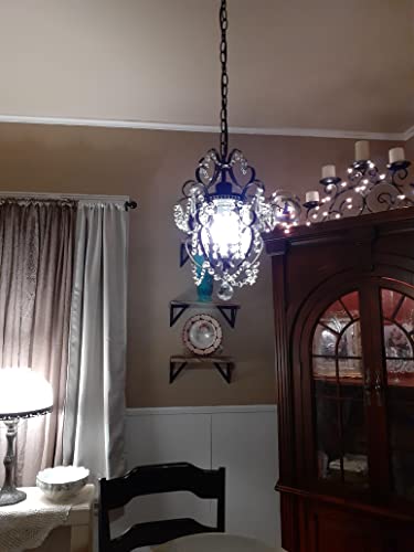 AvaMalis A|M Lighting Mini Chandelier Chrome Crystal Chandeliers Lighting 1-Light Modern Elegant Crystal Iron Ceiling Light Fixture