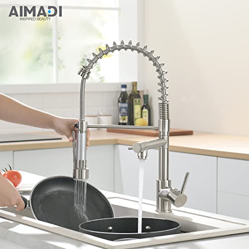 A|M Aquae Black Faucet Kitchen, Commercial Modern Single Handle Kitchen Faucet with Pull Down Sprayer