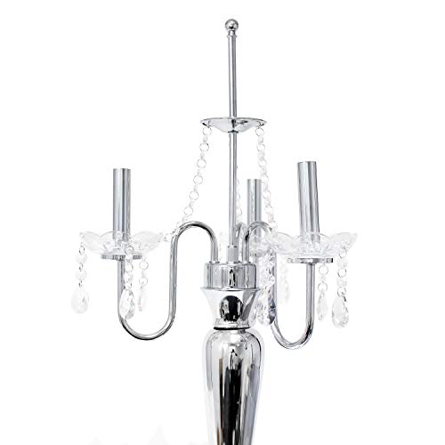 Elegant Designs LT1034-WHT Trendy Sheer Table Lamp with Hanging Crystals and Sheer Shade, White