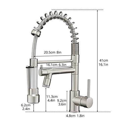 A|M Aquae Black Faucet Kitchen, Commercial Modern Single Handle Kitchen Faucet with Pull Down Sprayer