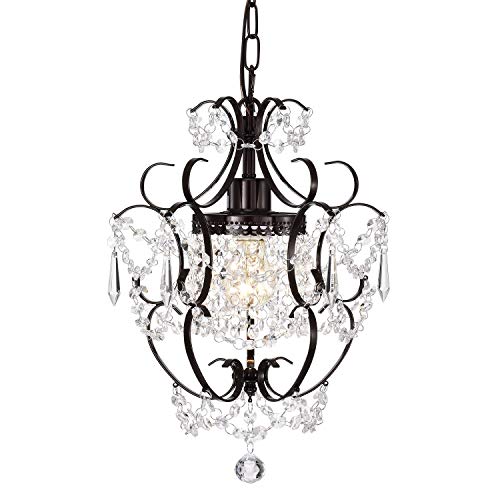 Antique House Black Chandelier Small Crystal Chandelier Lighting Modern Mini Hanging Light Fixtures with 1 Light