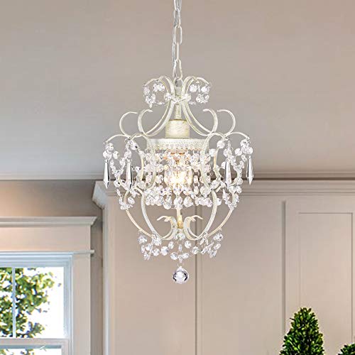 AvaMalis A|M Lighting Antique House Black Chandelier Small Crystal Chandelier Lighting Modern Mini Hanging Light Fixtures with 1 Light