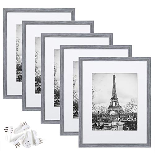 upsimples 16x20 Picture Frame Set of 5,Display Pictures 11x14 with Mat or 16x20 Without Mat,Wall Gallery Poster Frames,Black