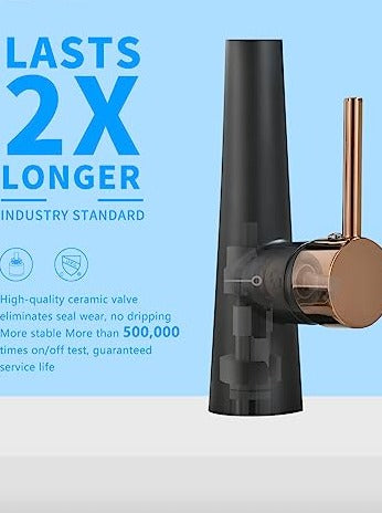 A|M Aquae Kitchen Faucet Black,Black and Gold Kitchen Faucet Commercial Style Single Handle Kitchen Faucets with Pull Down Sprayer