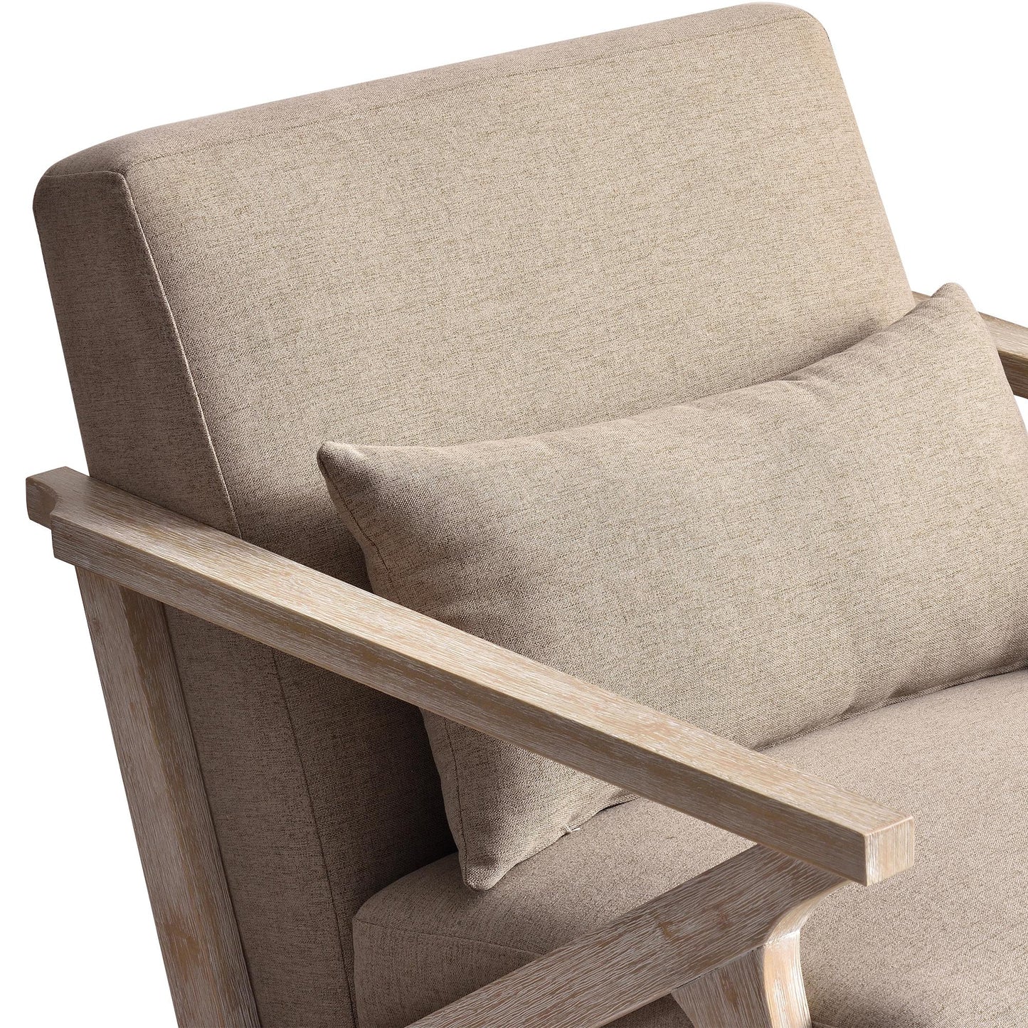AvaMalis Mid Century Modern Wood Frame, Upholstered Armchair with Waist Cushion