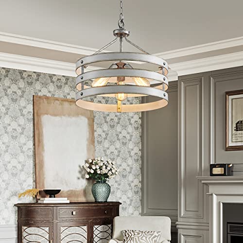 Shrine Island Chandelier Antique Bronze Island Light 5 Lights Kitchen Pendant Lighting Farmhouse Chandeliers for Bedrooms, Living Room, Kitchen Island, Entryway L40 x W12 x H12 Adjustable Chain