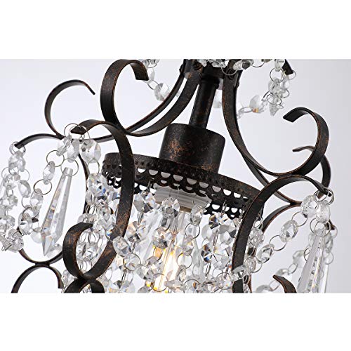 AvaMalis A|M Lighting Mini Chandelier Chrome Crystal Chandeliers Lighting 1-Light Modern Elegant Crystal Iron Ceiling Light Fixture