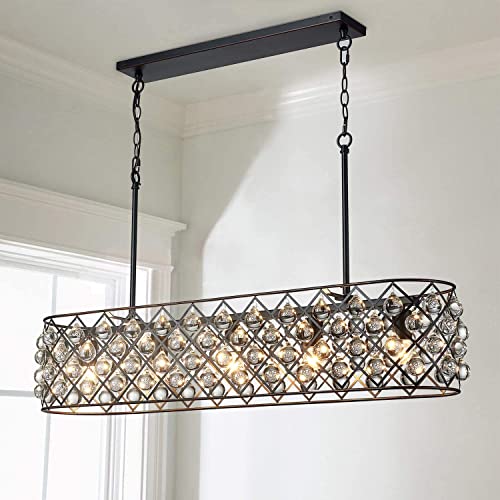 Shrine Island Chandelier Antique Bronze Island Light 5 Lights Kitchen Pendant Lighting Farmhouse Chandeliers for Bedrooms, Living Room, Kitchen Island, Entryway L40 x W12 x H12 Adjustable Chain