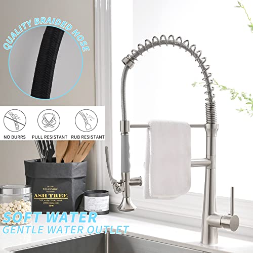 A|M Aquae Kitchen Faucet Black,Black and Gold Kitchen Faucet Commercial Style Single Handle Kitchen Faucets with Pull Down Sprayer