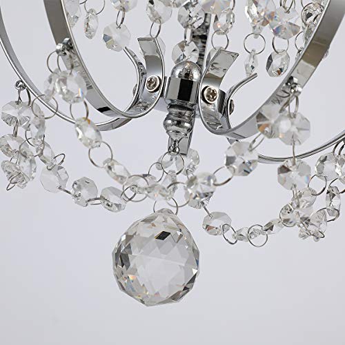 AvaMalis A|M Lighting Mini Chandelier Chrome Crystal Chandeliers Lighting 1-Light Modern Elegant Crystal Iron Ceiling Light Fixture