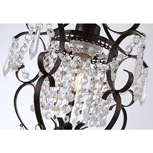 AvaMalis A|M Lighting Mini Chandelier Chrome Crystal Chandeliers Lighting 1-Light Modern Elegant Crystal Iron Ceiling Light Fixture