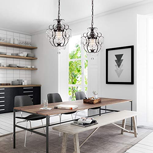 Antique House Black Chandelier Small Crystal Chandelier Lighting Modern Mini Hanging Light Fixtures with 1 Light