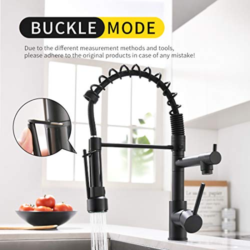 A|M Aquae Black Faucet Kitchen, Commercial Modern Single Handle Kitchen Faucet with Pull Down Sprayer