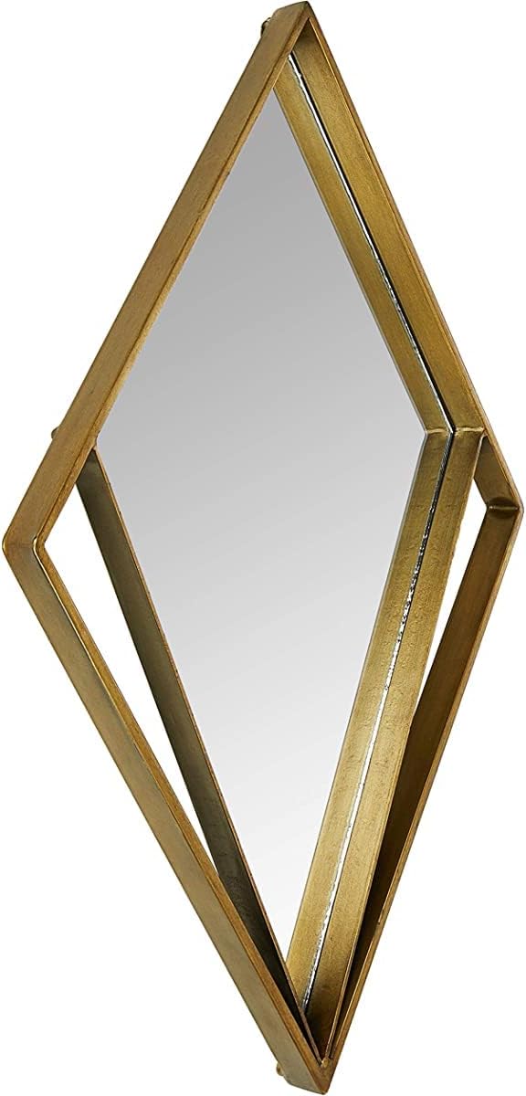 AvaMalis Diamond Metal Wall Mirror Large 20X30 in Black & Gold (Metal Black)