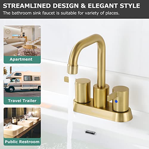 A|M Aquae 2 Handles Bathroom Faucet Brushed Nickel with Metal Pop-up Drain and Faucet Supply Lines, 1431602