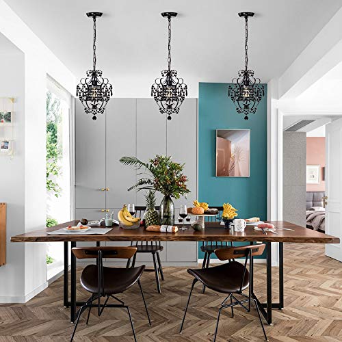 Antique House Black Chandelier Small Crystal Chandelier Lighting Modern Mini Hanging Light Fixtures with 1 Light