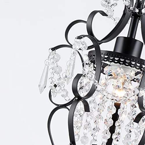 AvaMalis A|M Lighting Mini Chandelier Chrome Crystal Chandeliers Lighting 1-Light Modern Elegant Crystal Iron Ceiling Light Fixture