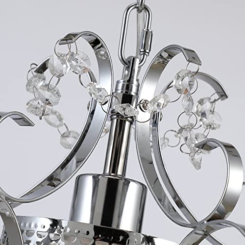 AvaMalis A|M Lighting Mini Chandelier Chrome Crystal Chandeliers Lighting 1-Light Modern Elegant Crystal Iron Ceiling Light Fixture