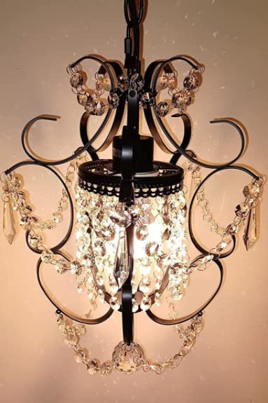 AvaMalis A|M Lighting Mini Chandelier Chrome Crystal Chandeliers Lighting 1-Light Modern Elegant Crystal Iron Ceiling Light Fixture