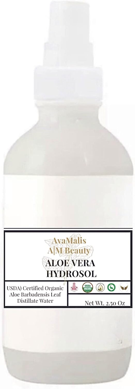Aloe Vera Hydrosol Water Spray Mist Toner - USDA Certified Organic - Steam-Distilled Aloe barbadensis Leaves-Hydrating face and Body