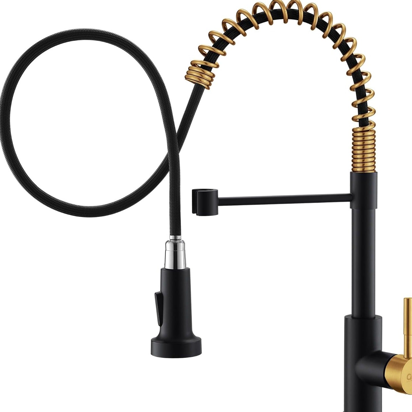 A|M Aquae Black and Gold Touch Kitchen Faucet with Pull Down Sprayer Black & Gold
