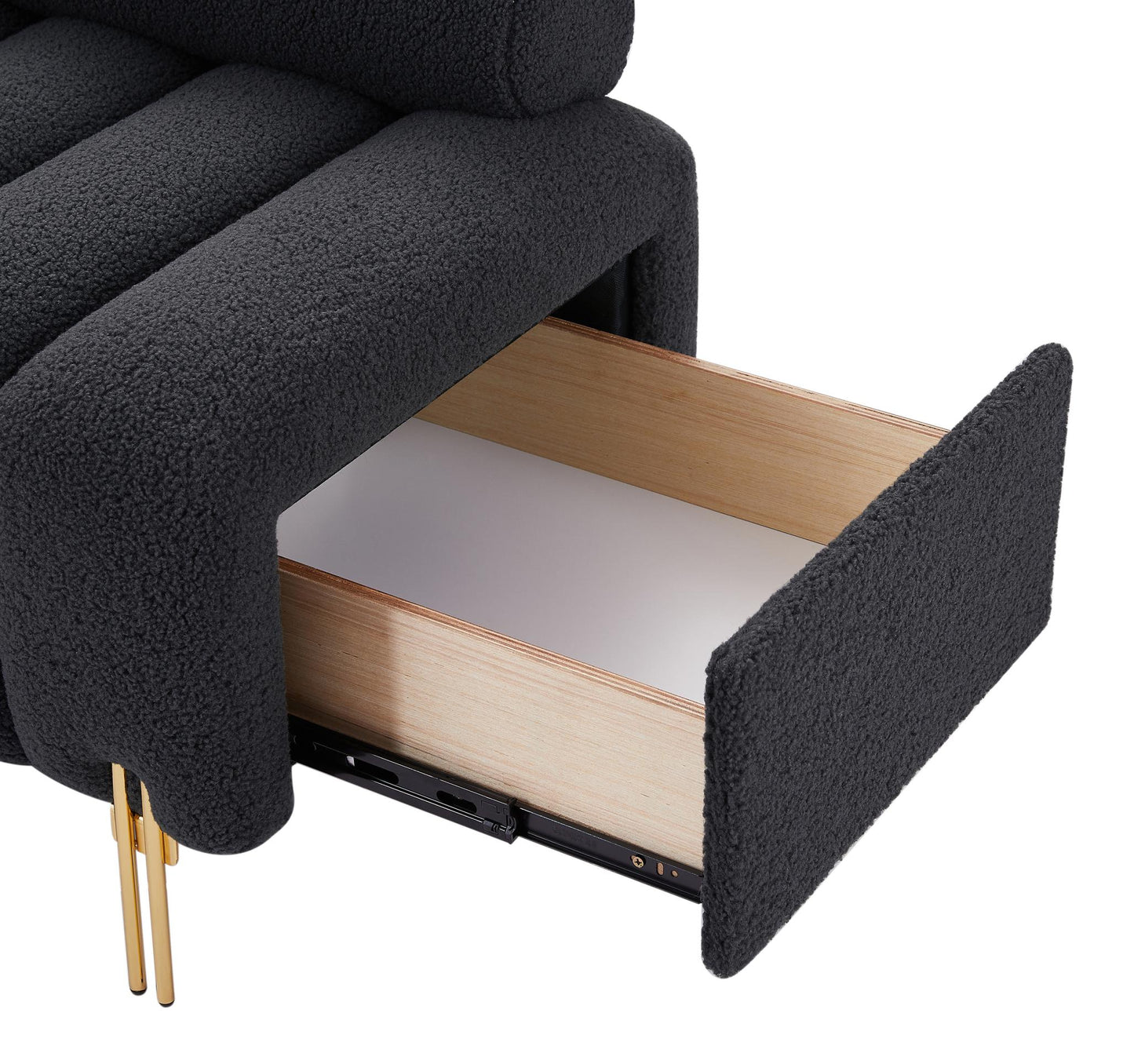 Modern End of Bed Bench Upholstered Teddy Entryway Ottoman Bench Fuzzy Sofa Stool Footrest Window Bench with Gold Metal Legs for Bedroom Apartments